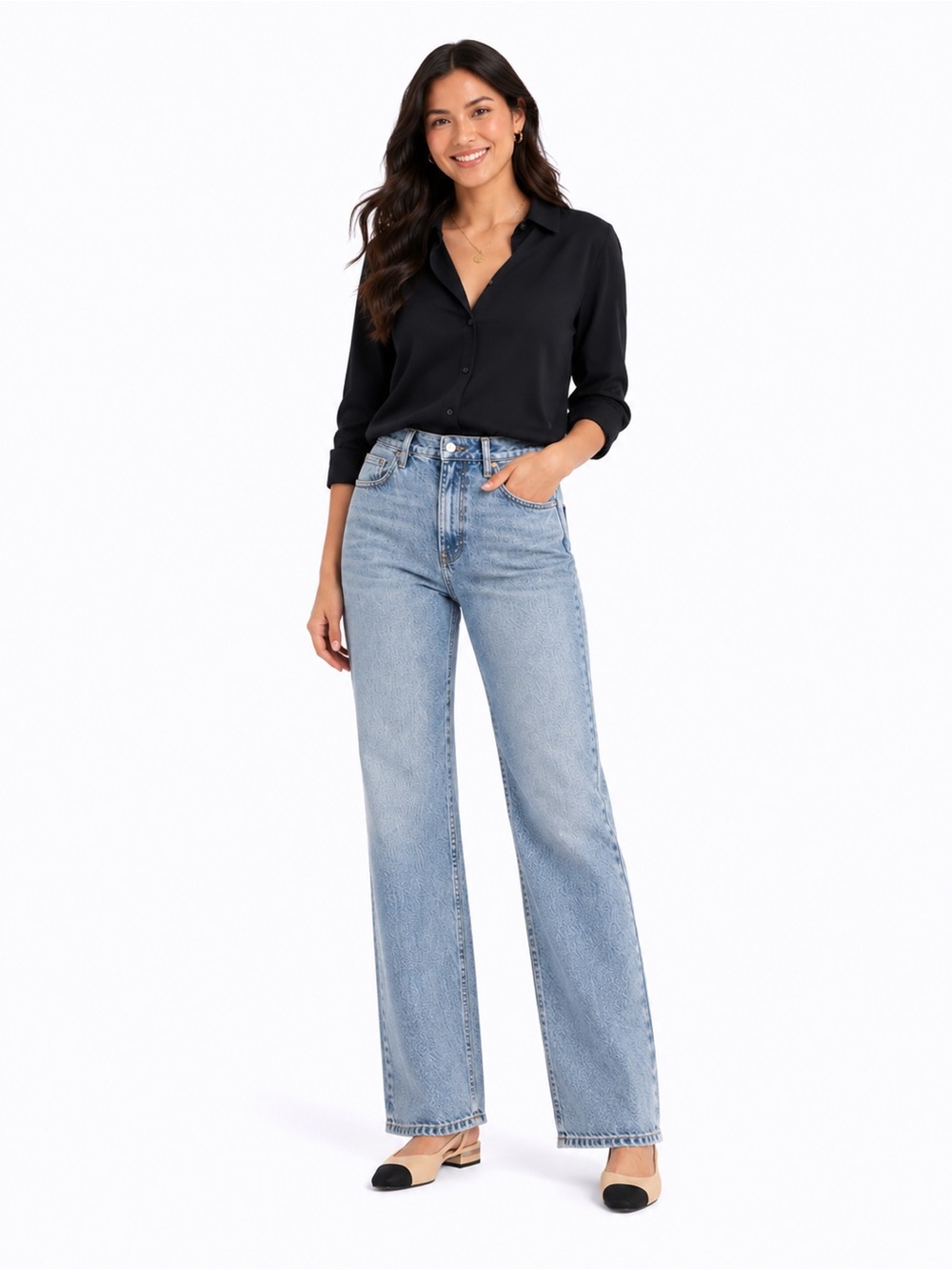 Light Blue Straight-Leg Jeans